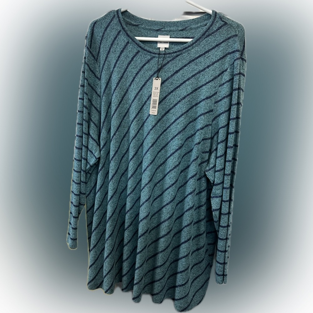 NIC+ZOE Blue Oversized Long Sleeve Blouse